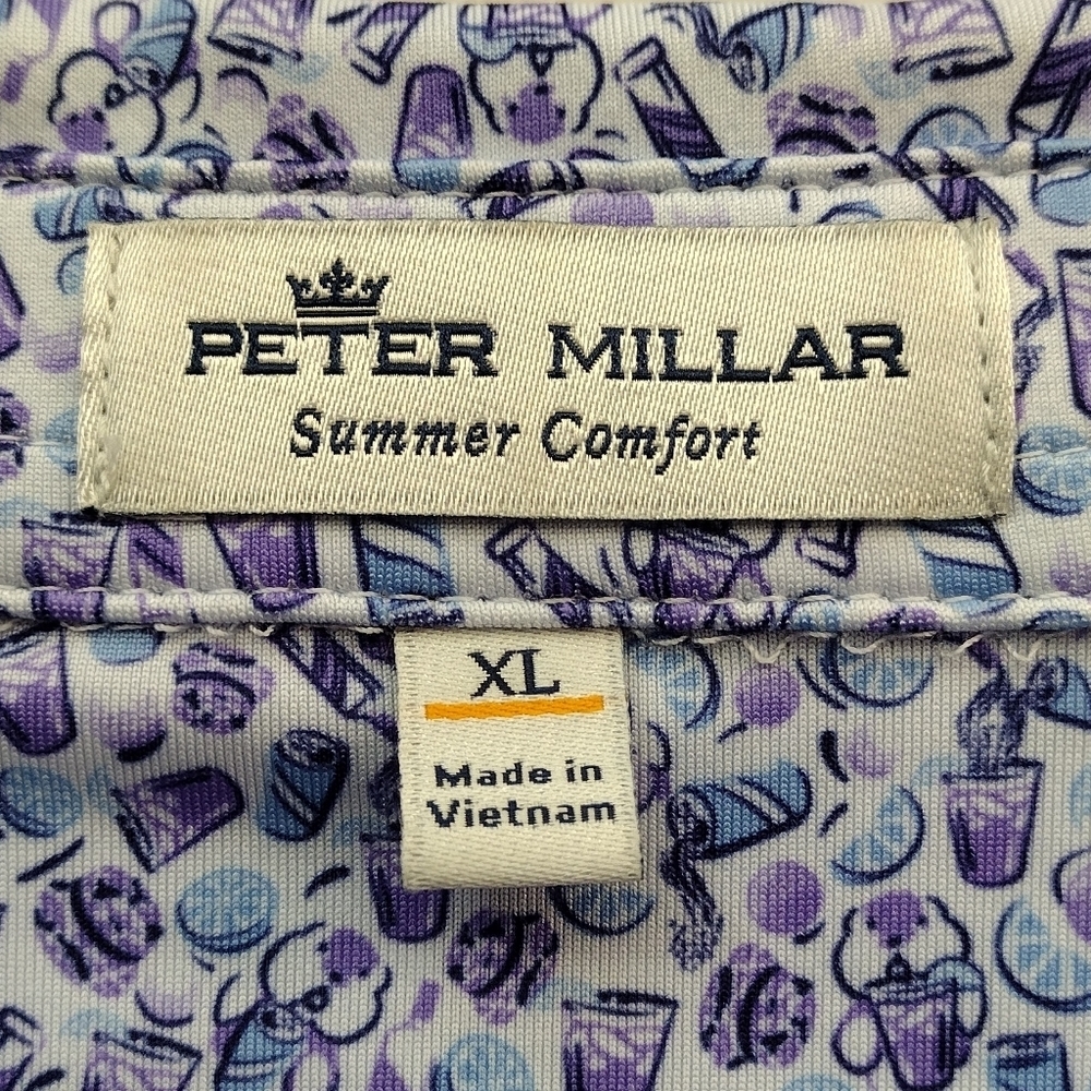 Peter Millar Summer Comfort Wine Cup Print Golf Short Sleeve Polo Shirt Sz XL - Picture 14 of 15